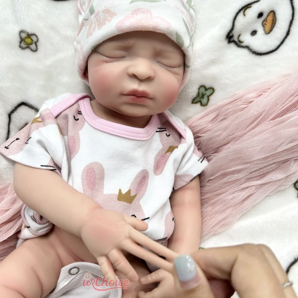 44CM adormecido bebê menina corpo inteiro silicone renascido boneca personalizada lavavel memorial boneca realista para colecionador crianças brinquedo