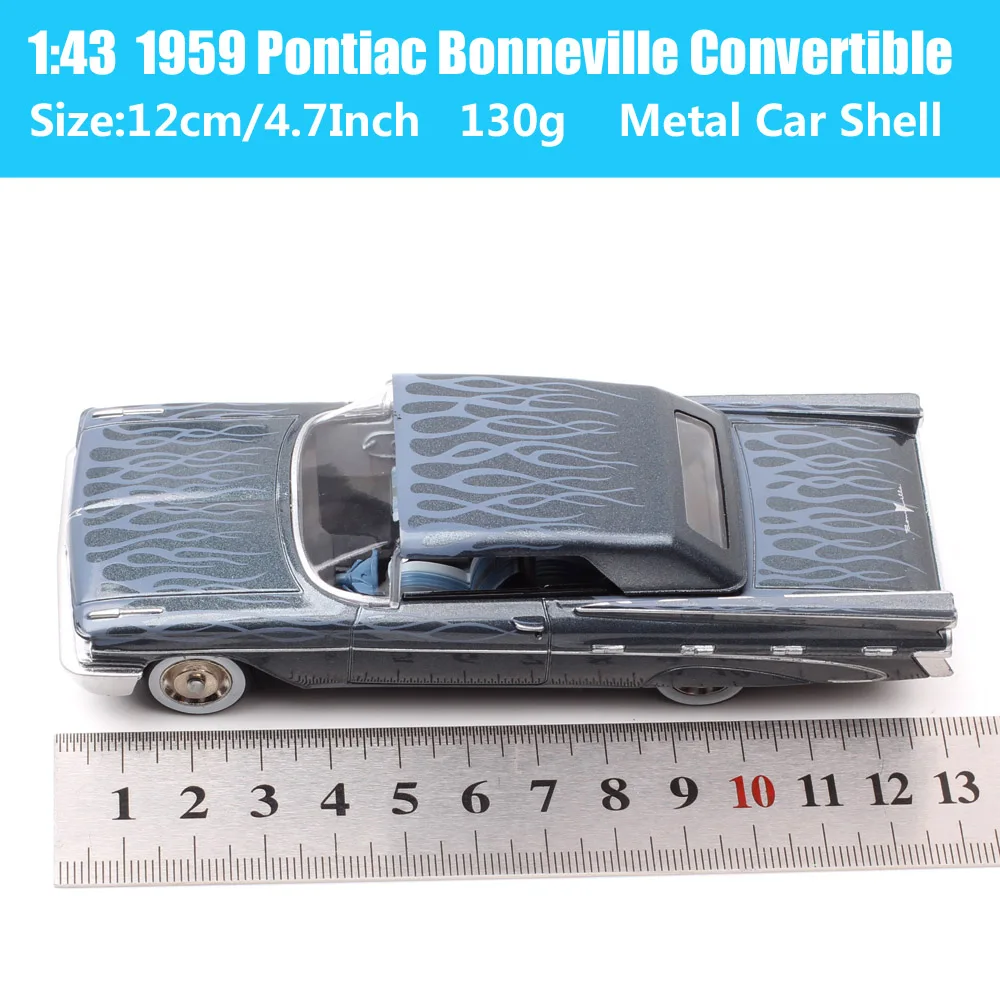 1:43 Scale GFCC Classic 1959 Pontiac Bonneville Convertible Vehicle Alloy Metal Diecast Model Car Toy Flame Pattern Miniature