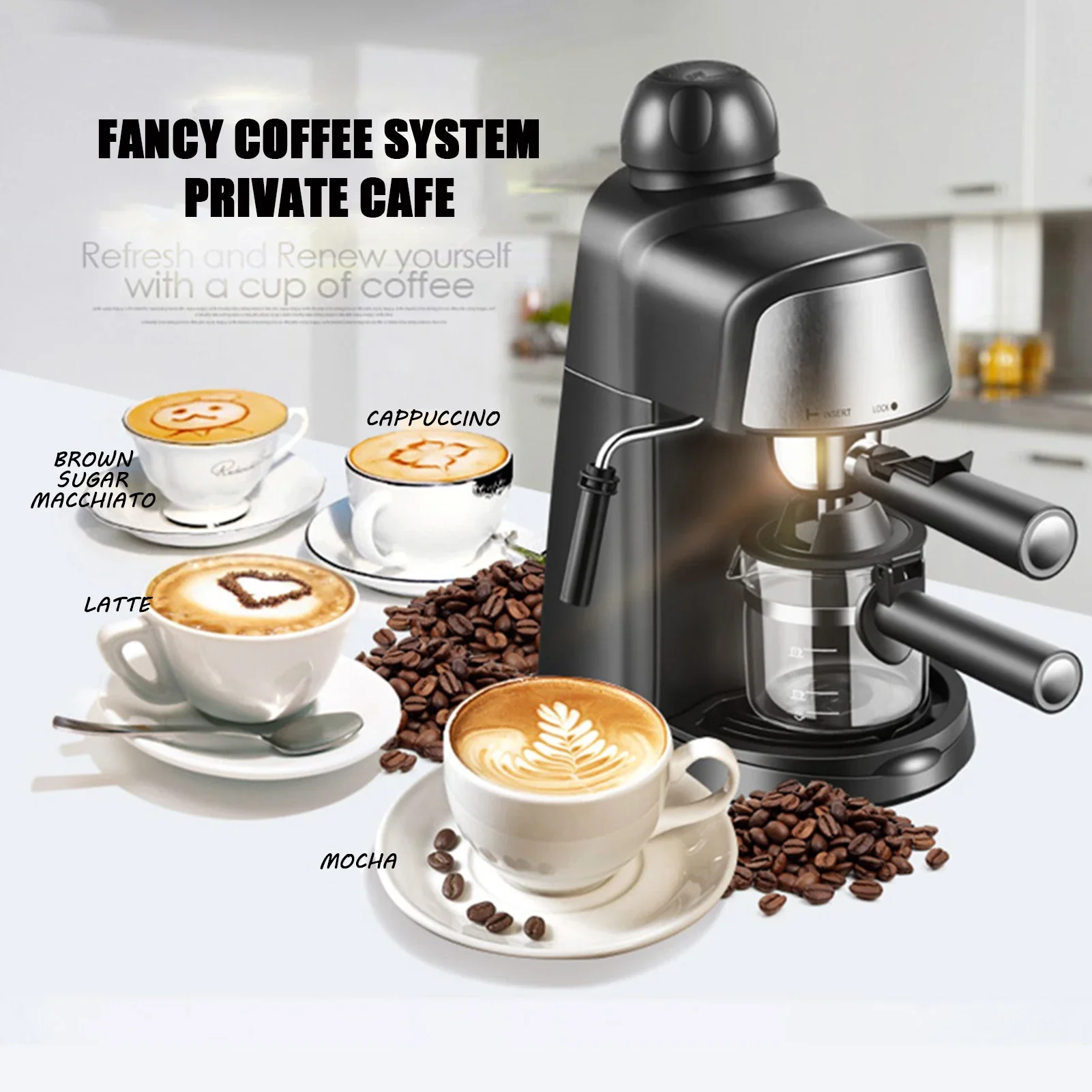 Italian Espresso Machine Semi-automatic Filter Integrated Coffee Machine with Foaming Function for Cappuccino Coffee