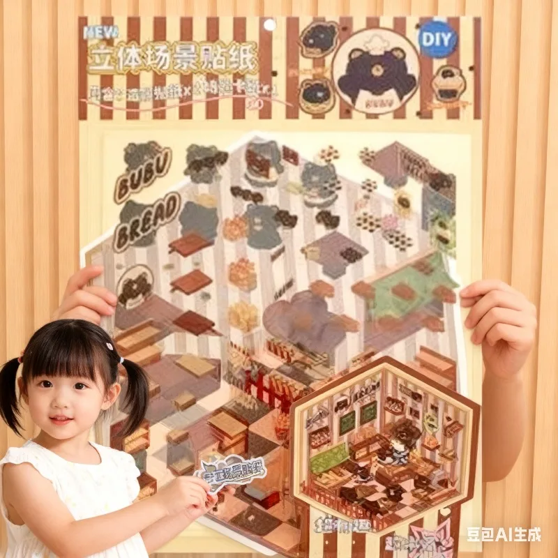 

Креативные 2,5D миниатюрные наклейки с пейзажами для детей и взрослых, сделай сам, скрапбукинг, штабелируемый декор, классические наклейки для снятия стресса, игра