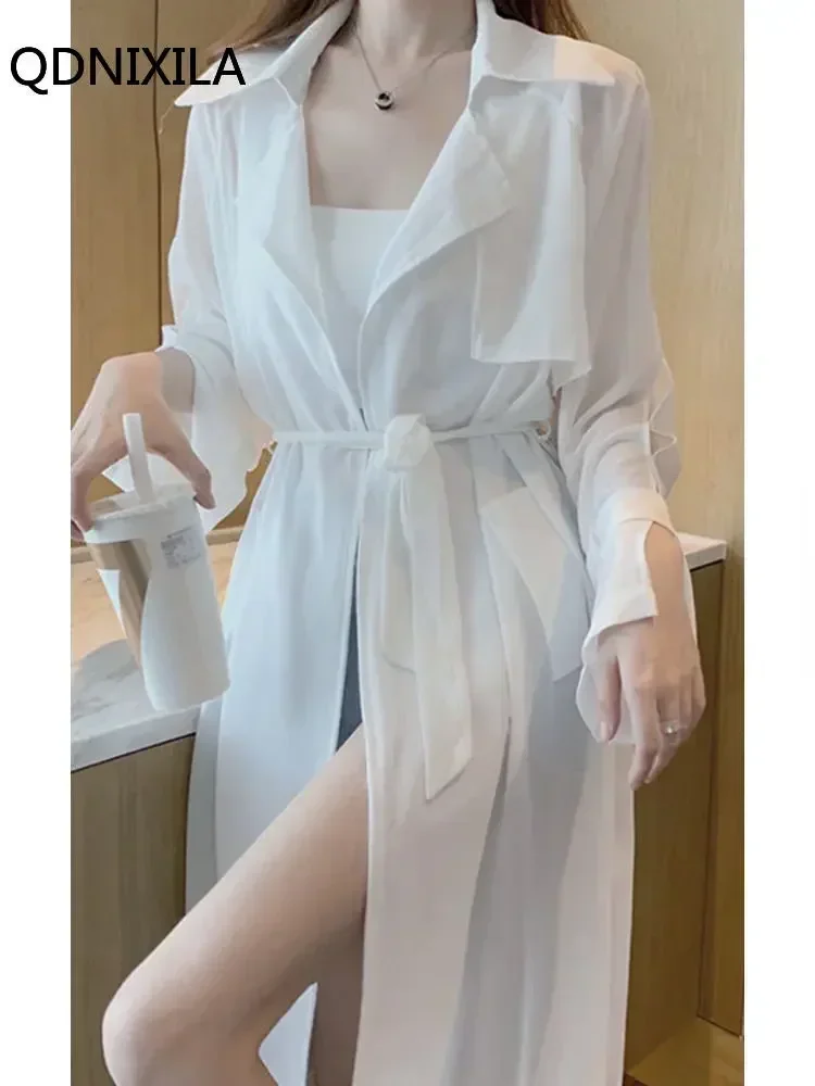 Summer New Ultraviolet-proof Trench Coat for Women Korean Fashion Thin Style Shirt & Blouse Top Women Autumn Women's Clothing