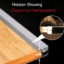 18mm Built-in Led Profile for Wooden Cupboard Showcase Cabinet Double Sided Lighting Aluminium Led Profile Hard Bar Light DC12V