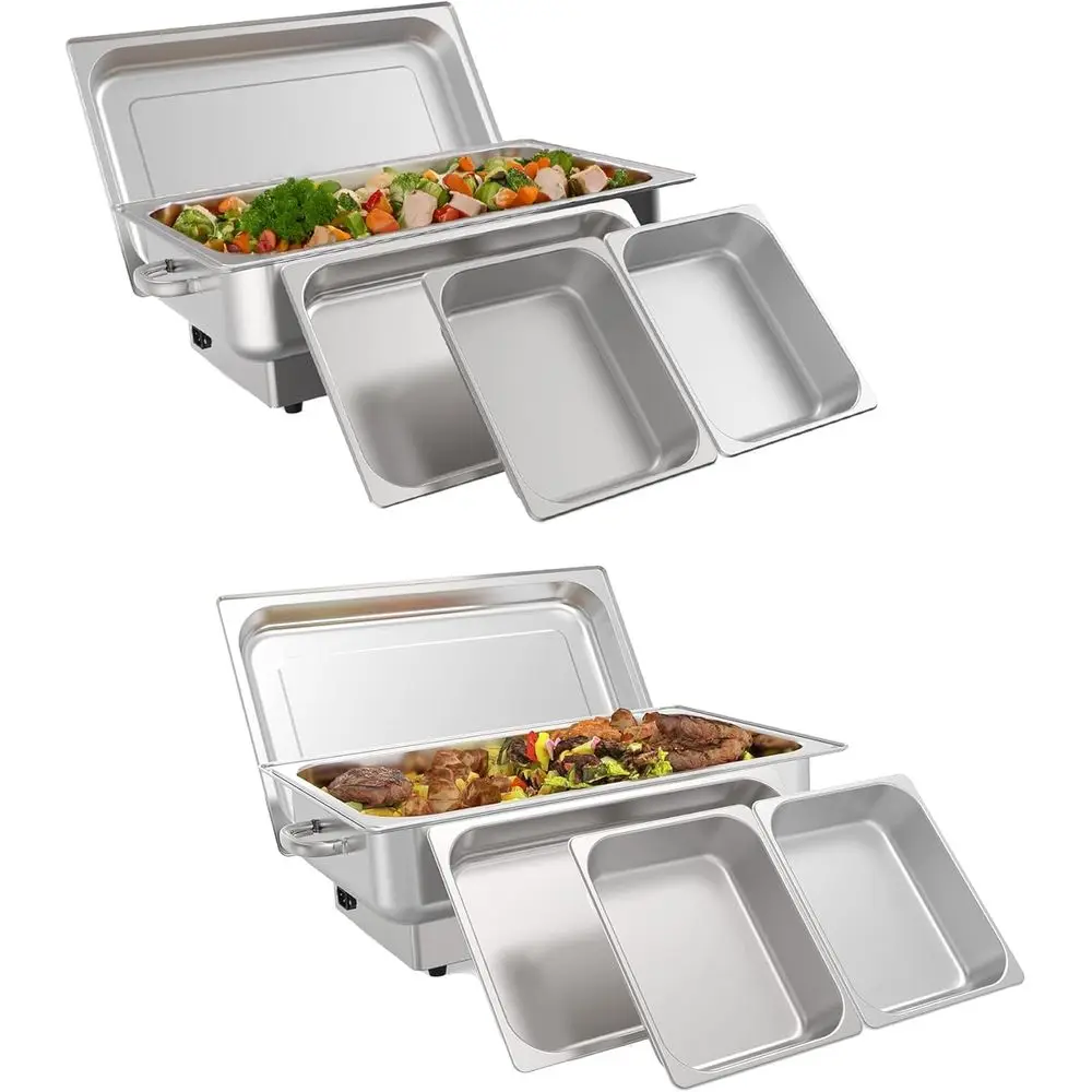 

9-Quart Electric Buffet Warmer Set with Digital Temp Display, Stainless Steel, for Parties & Catering