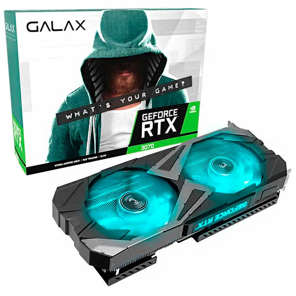 Galax NVIDIA GeForce RTX Video Card 3070 EX 1-Click OC, 8GB DDDR6, DLSS, LHR, Ray Tracking, Black, 37NSL6MD2VXI