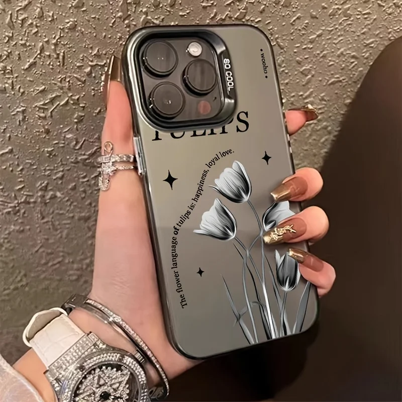 Korean Silver Flower Phone Case For Samsung Galaxy S26 S25 S24 Ultra S23 Note20 S22 FE Plus A55 A26 A36 A54 A56 Hard Matte Cover