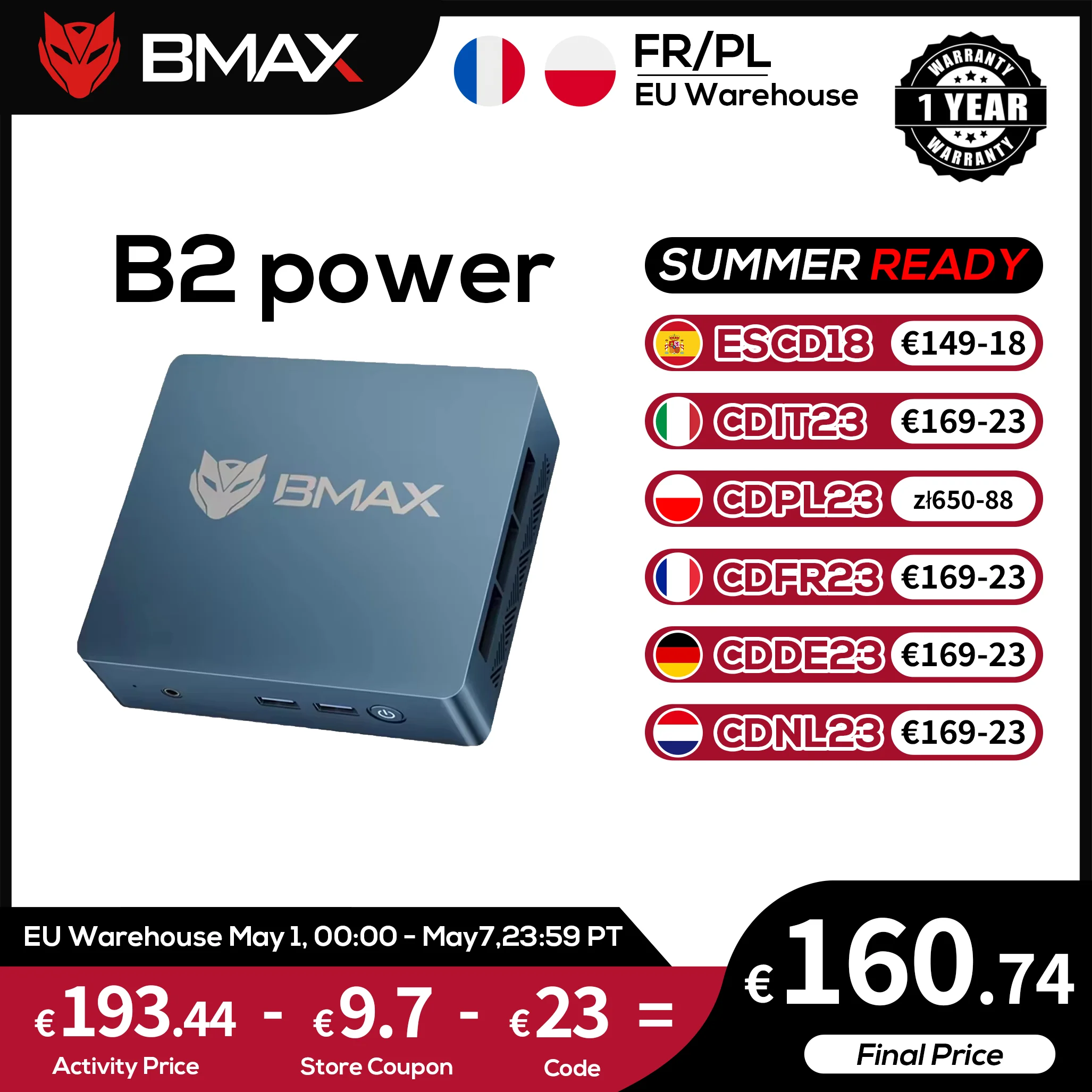 BMAX New Mini PC Windows 11 PC HDMI Intel 5205U 8GB RAM 256GB SSD Intel UHD Graphics WiFi Bluetooth