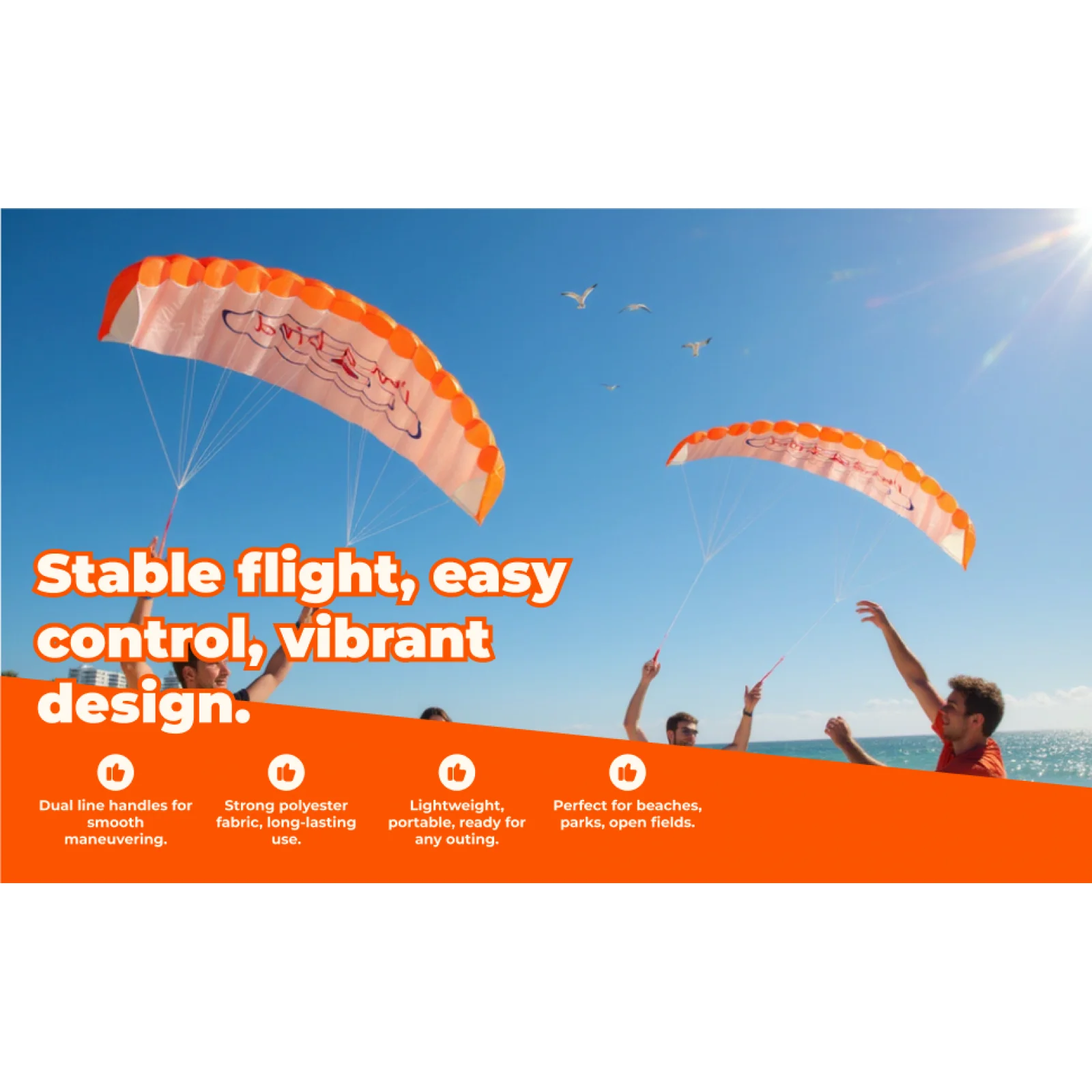 

1.4m Kitesurfing Parafoil Kite with 30m Lines for Water Sports