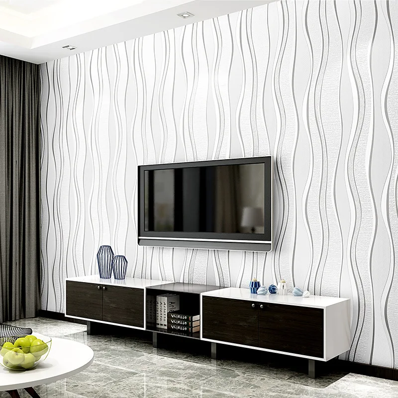 Modern Simple Non-woven Wallpaper Vertical Stripes 3D Living Room TV Background Wall Paper Non Self-adhesive Wallpaper