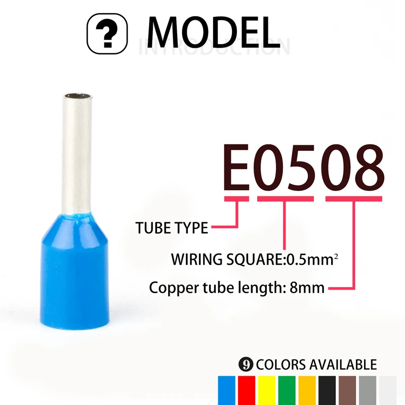 Terminal de casquillos aislados E0508, E7508, E1008, 100, conector de Cable final, terminador de crimpado eléctrico prensado en frío, 1508 Uds.