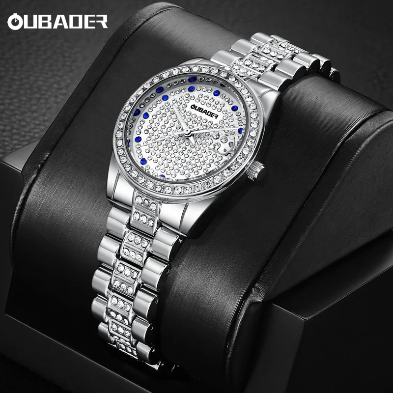 

Oubaoer Top Brand Women's Watches Elegant Luxury Full Diamond Quartz Watch for Lady's Waterproof Silver Female Wristwatch