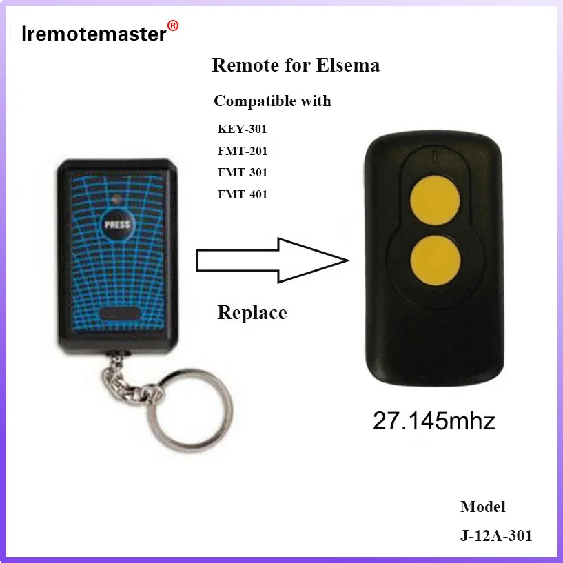 Imagem -02 - Controle Remoto Transmissor de Portão Ternos para Elsema 301 Garager Door 27.145mhz Fmt201 Fmt301 Fmt401