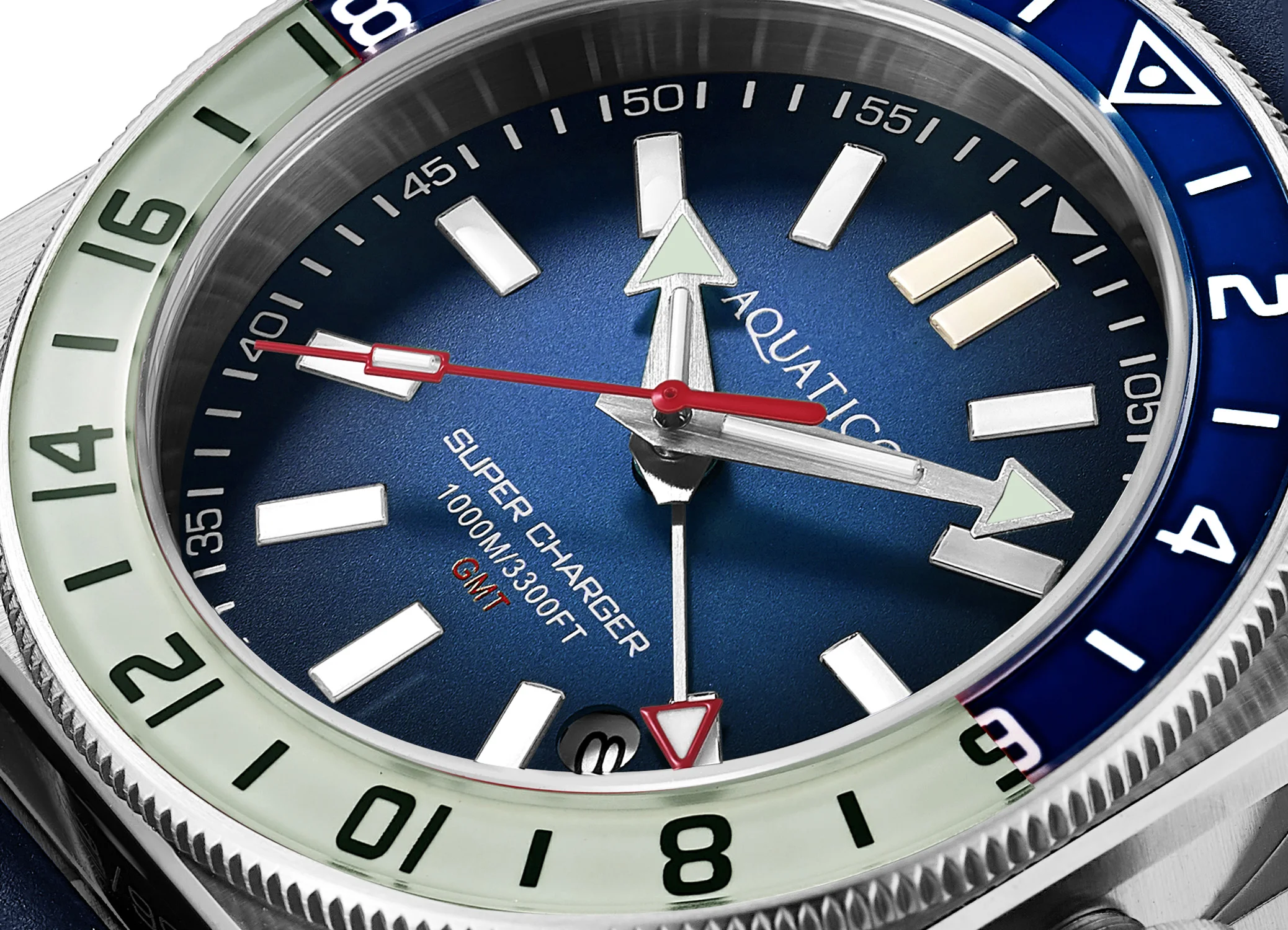 Aquatico Steel Man GMT Watch (Blue Dial Blue/White Bezel)