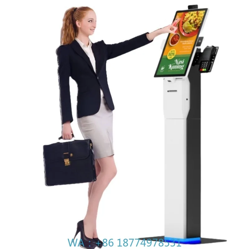 Máquina de pedido automático de quiosque de tela para restaurante 21,5 polegadas Windows Interativo Quiosque de pagamento de autoatendimento Toque automático