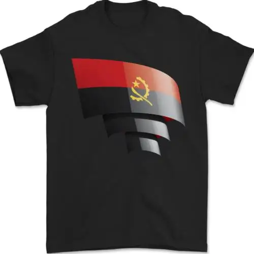 Curled Angola Flag Angolan Day Football Mens T-Shirt 100% Cotton