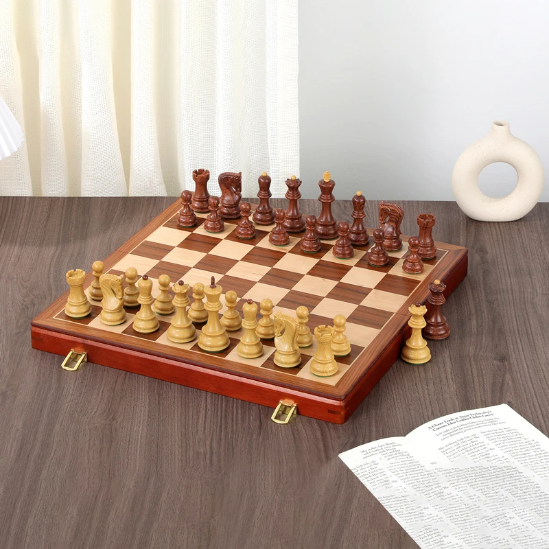 

Aggravated heavy plastic chess piece game set, extra-large chess set 45cm/ 17.7-inch wooden chessboard,with 2 additional queens