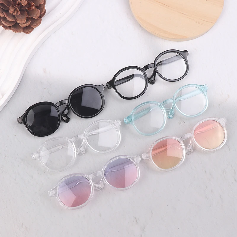 9cm Round Frame Miniature Eyewear Clear Lens Candy Color Eyeglasses Style For 20cm Doll Accessories Plush Doll Glasses