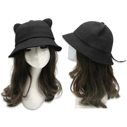 Cartoon Fisherman Hat Cute Cat Ear Tail Bucket Hat Sweet Basin Hat Student Hat Without Makeup Girl Goout Hat Foldable