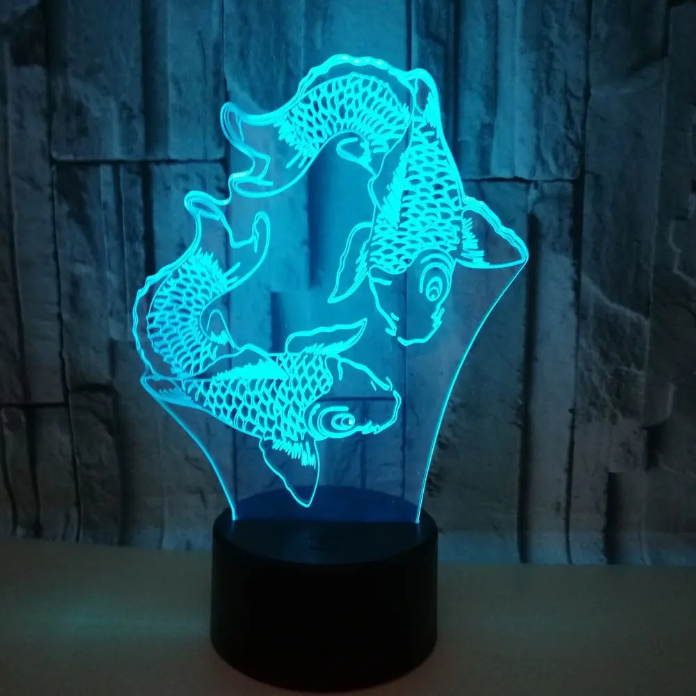 New Fish Color 3d Night Light Led Acrylic 3d Illusion Light Touch Remote Control Creative Visual Usb Night Lamp