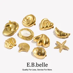 E.B.belle Moon Starfish Imitation Pearl Heart Shell Brooches Stainless Steel Jewelry For Women Fashion Clothing Bag Charm