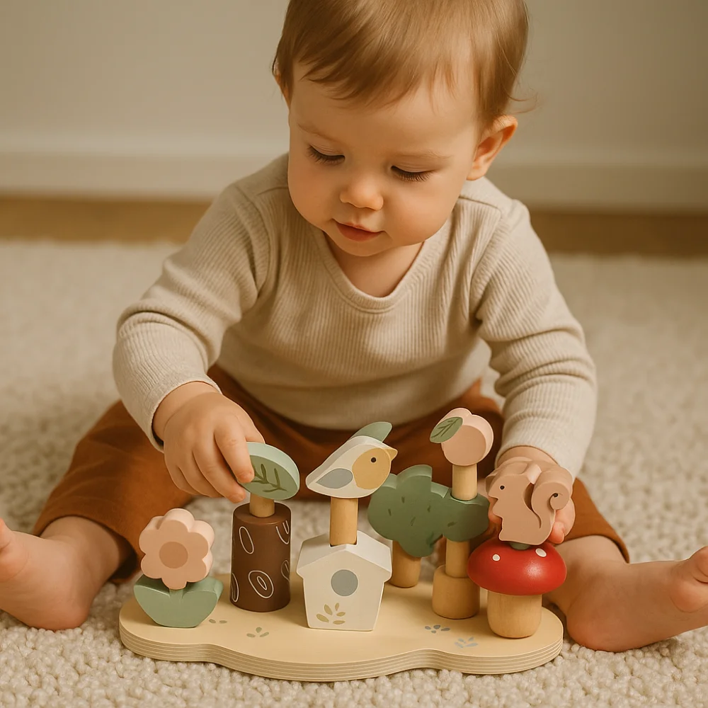 ألعاب القفز على شكل حيوانات الغابة الخشبية، ألعاب ألغاز تفاعلية للأطفال الصغار، مكعبات تكديس محمولة، ألعاب تعليمية منتسوري #1