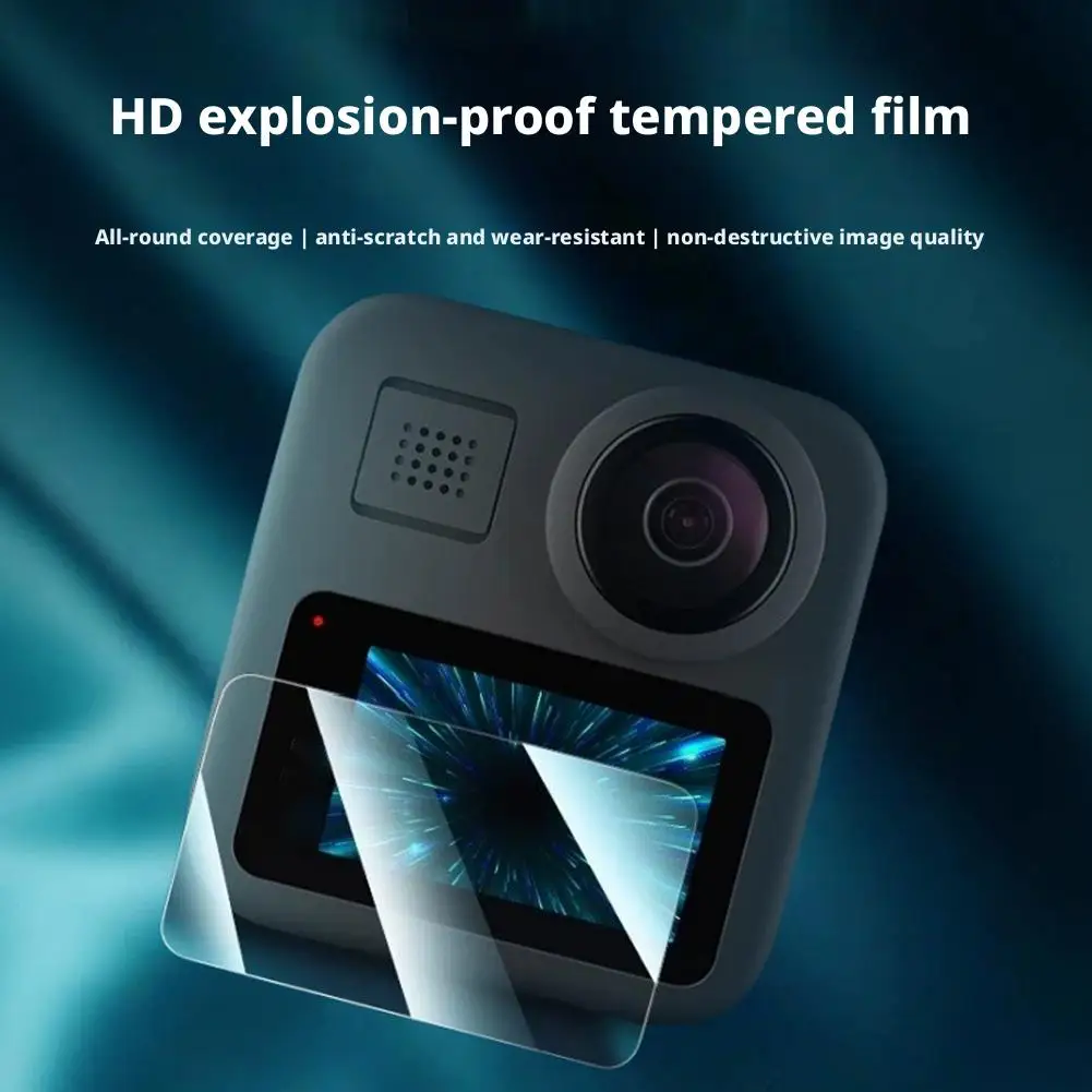 1 قطعة واقي للشاشة من الزجاج المقسى لـ GoPro MAX2 HD واضح مقاوم للانفجار ومضاد للخدش ملحقات كاميرا الحركة