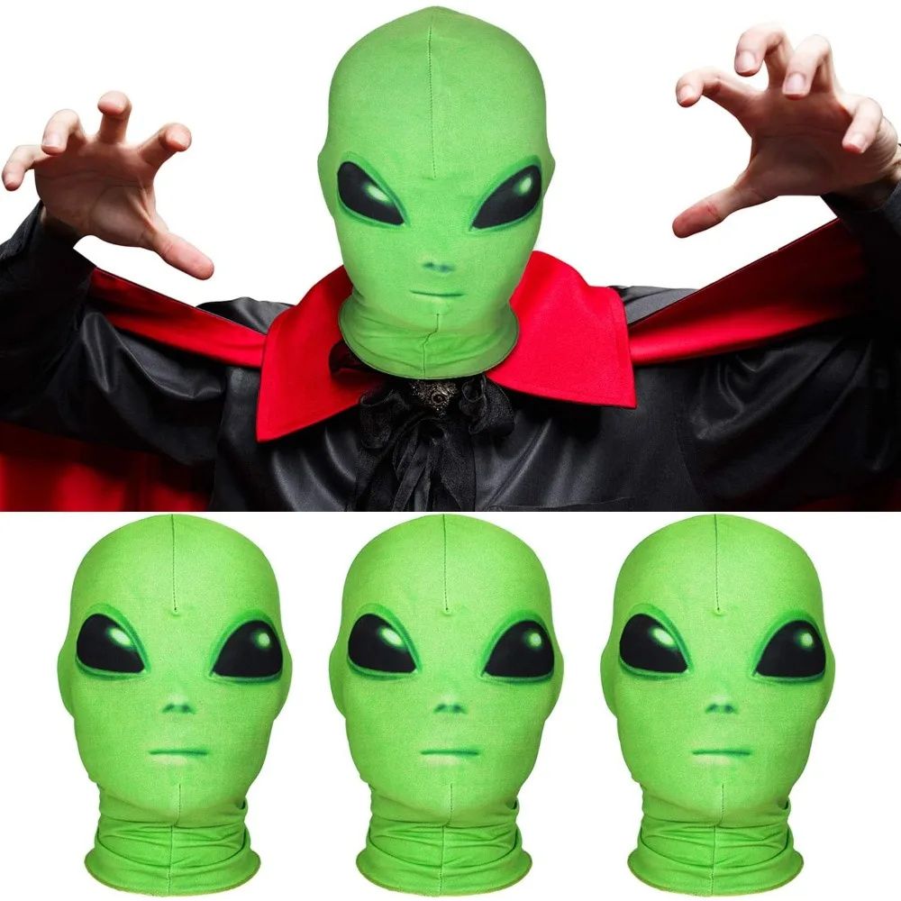 

3 шт. Хэллоуин Чужой Маска Косплей Костюм Реквизит Зеленый Чужой Череп Балаклава Анфас Маска Капюшон для Ужаса Тематическая Вечеринка Головные Уборы