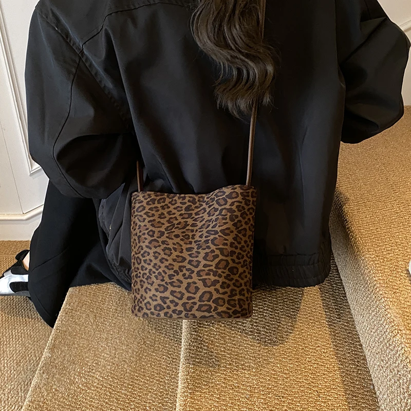 LEFTSIDE Design PU suede Leopard Shoulder Bags for Women 2025 New Winter Crossbody Bag Females ​Luxury Handbags and Purses - view 4