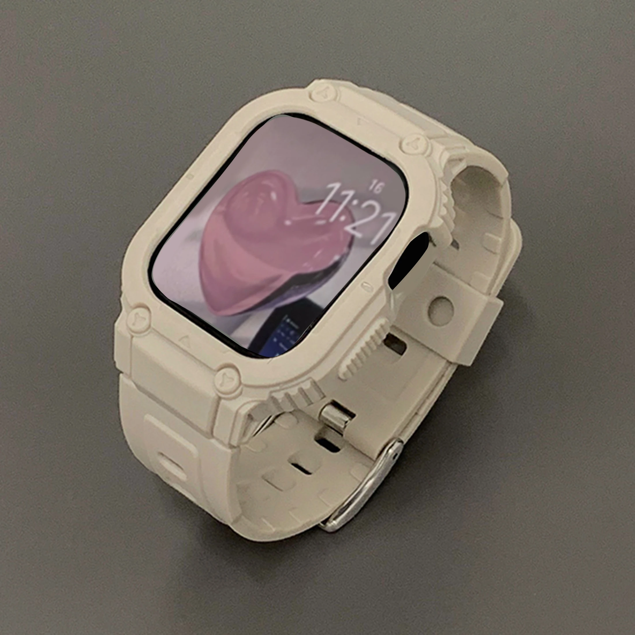 

Band Case Compatible with Apple Watch Band 44mm40mm45mm41mm49mm, Sport Men Women Rugged Military Protective Cover Bumper Strap