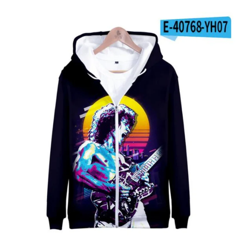 Rock Singer Eddie Van Halen 3D Print Zip Up Women/Men Hoodie Sweatshirt Streetwear Hip Hop Zipper Hooded Jacket Male Tracksuit