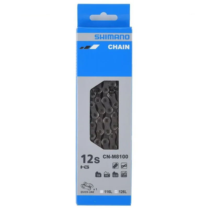 Shimano-Mountain Bike Chain with Quick-Links, Bicycle Accessory, 12-Speed, Road MTB, DEROE, SLX, XT, CN-M8100, 126L, 12V