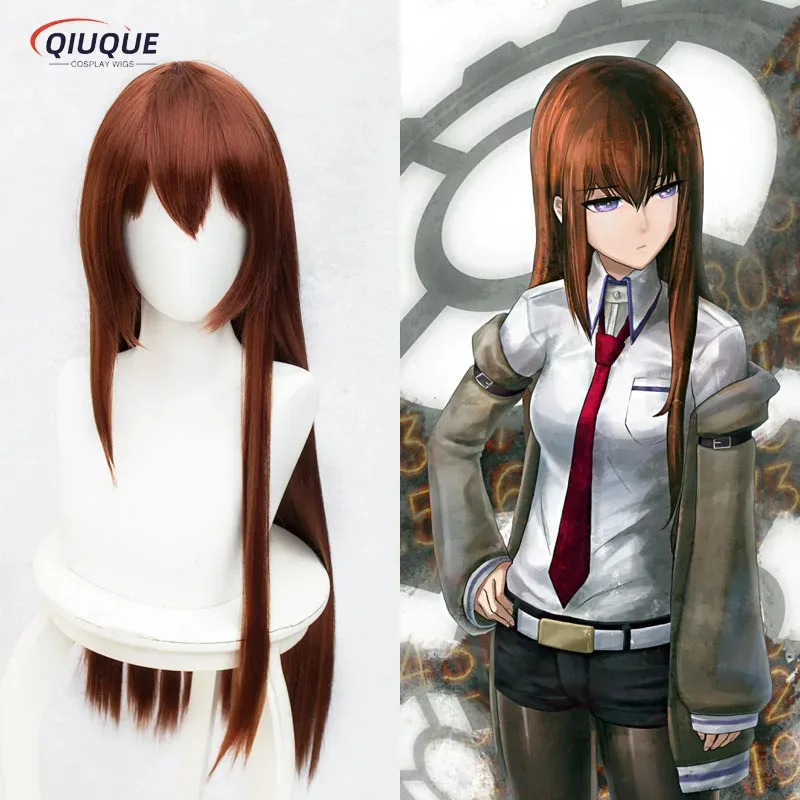 

Nene 2025 80 см 100 см длинные прямые медно-красные Steins Gate Makise Kurisu Christina термостойкие волосы косплей костюм парик + бесплатно