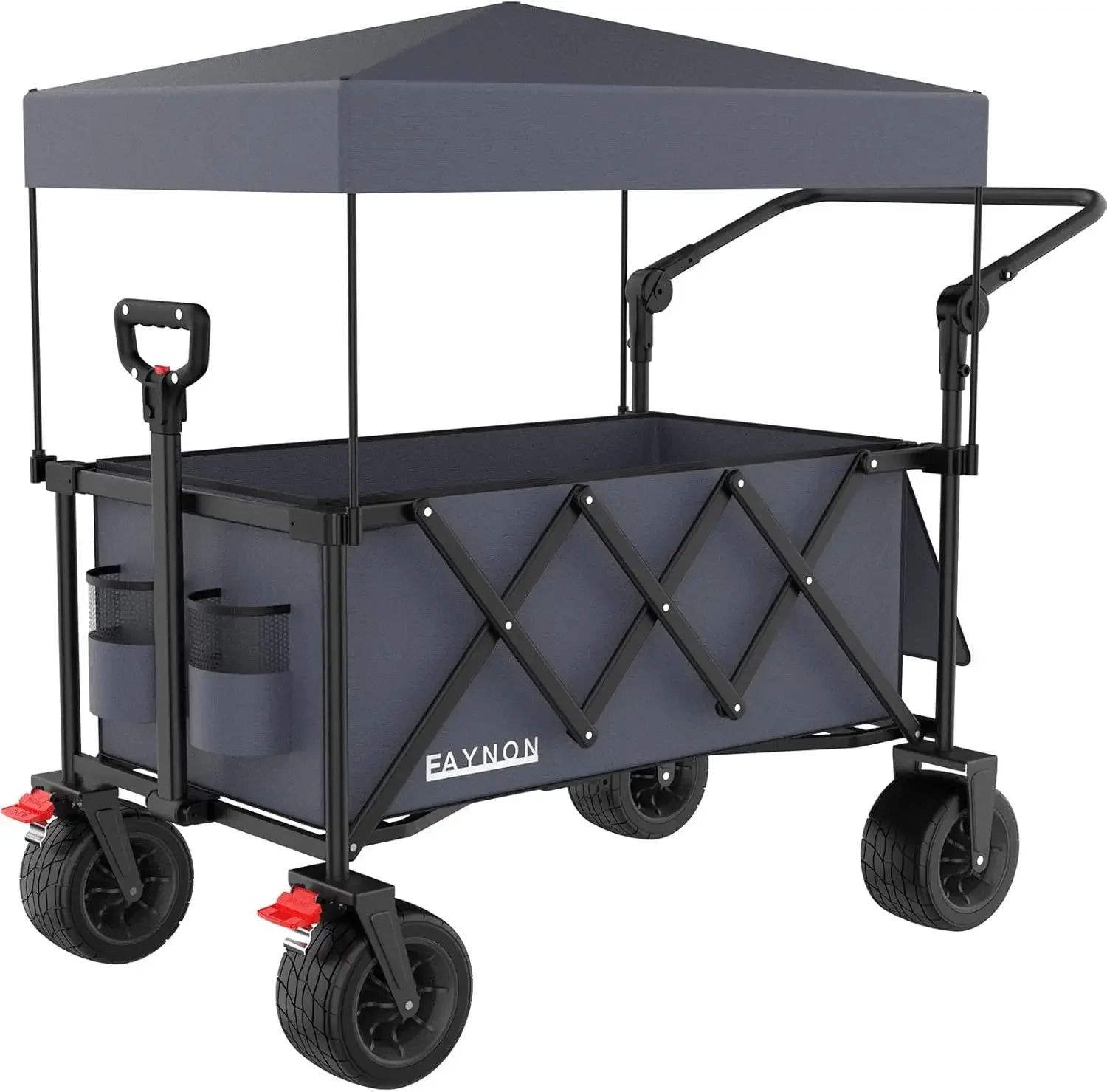 300lbs Weight Capacity,Utility Wagons Carts Heavy Duty with Removable Canopy,with Big All-Terrain Beach