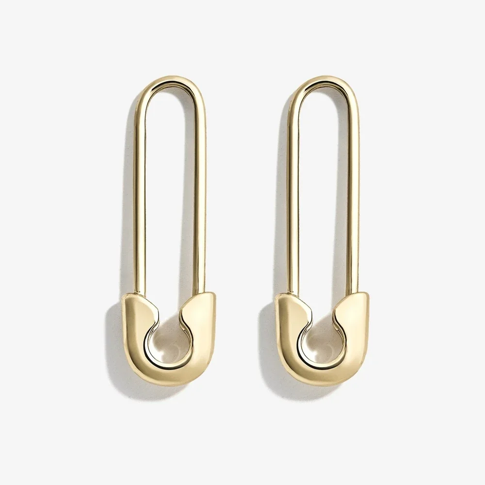Minimalist Safety Pin Shape Leverback Earrings for Women U-shaped Gold Plated Lock Pendant Pierced Earring Jewelry Accessories