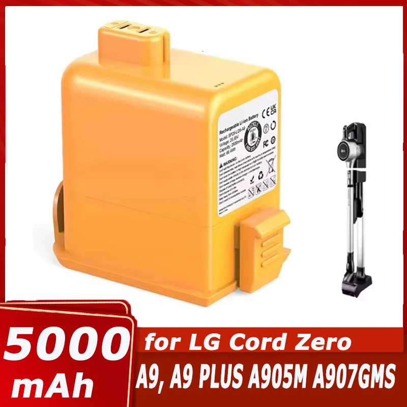 25.55V Battery For LG Cord Zero A9/A9+/PLUS A905RM A907GMS A9 MAX A9MASTER2X A958/SK/SA Series EAC63758601 EAC63382208 5000mAh