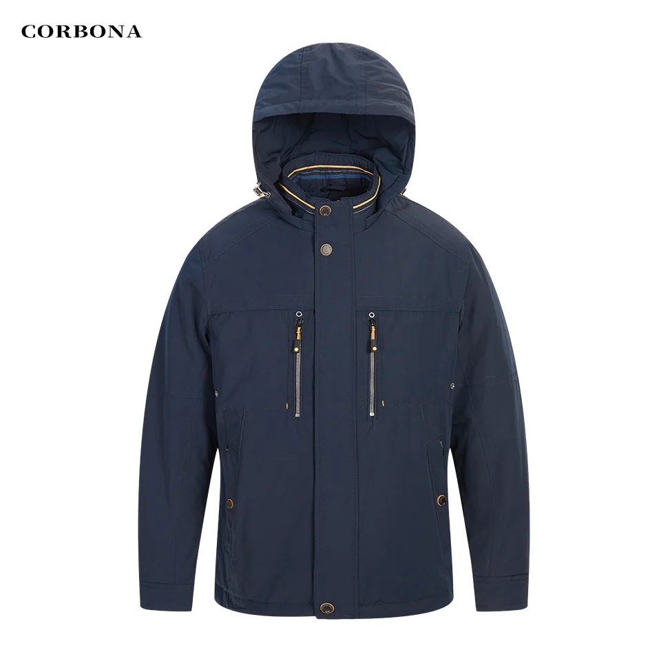 CORBONA New Style Oversize Autumn Cotton Jacket Weatherproof Business Casual Men Winter Coat Outdoor Detachable Hat Parka 2022