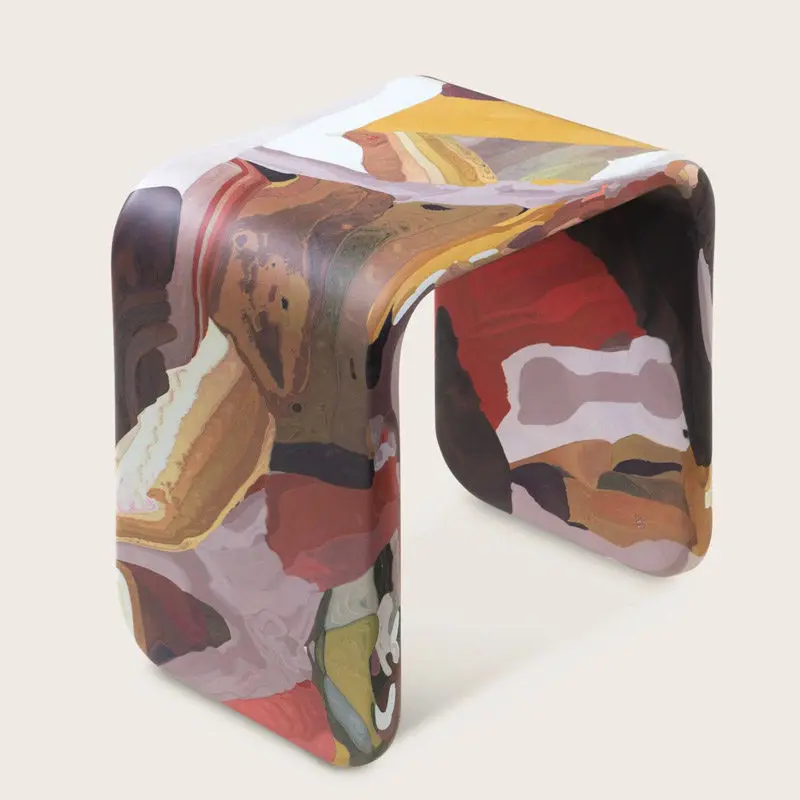 Medieval painting solid wood dining stool creative designer painted art Dutch dressing stool household high value shoe stool