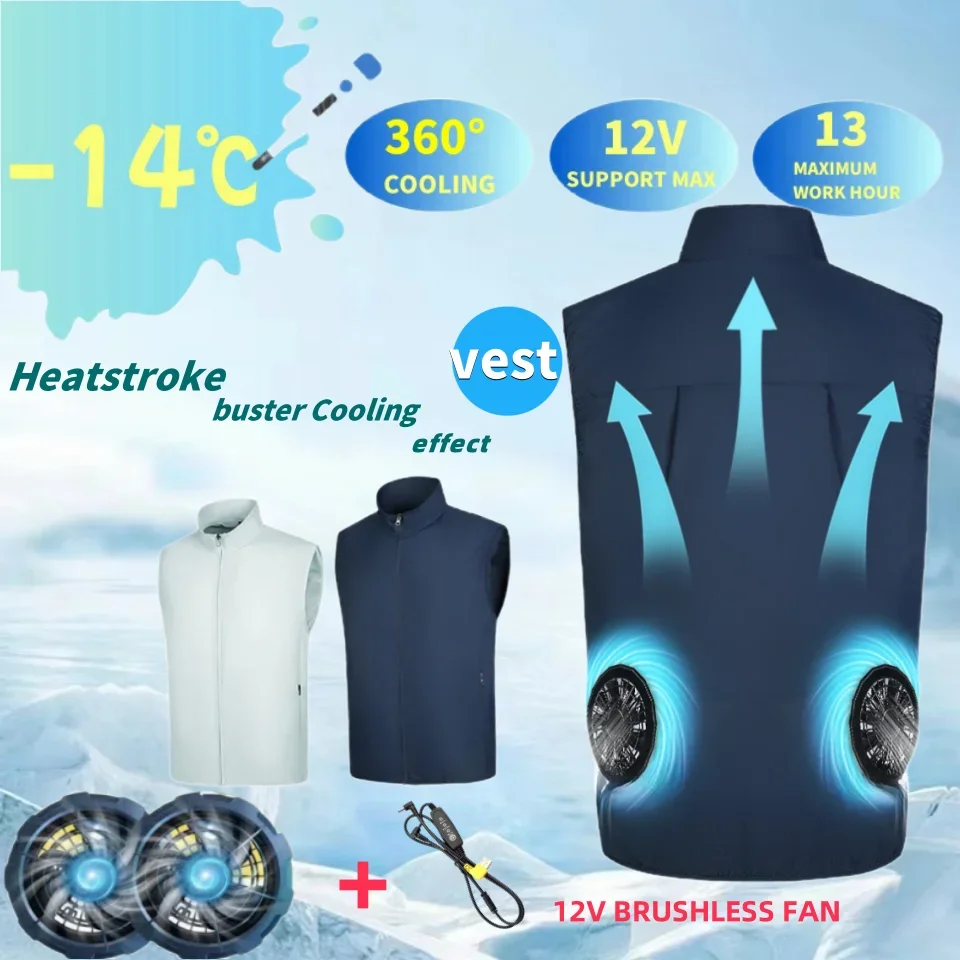 2024 Cool Vest Wearable Cooling Fan Vest Air-conditioned Clothes Cooling 13 Hours for High Temperature Work Fishing Vest Hiking