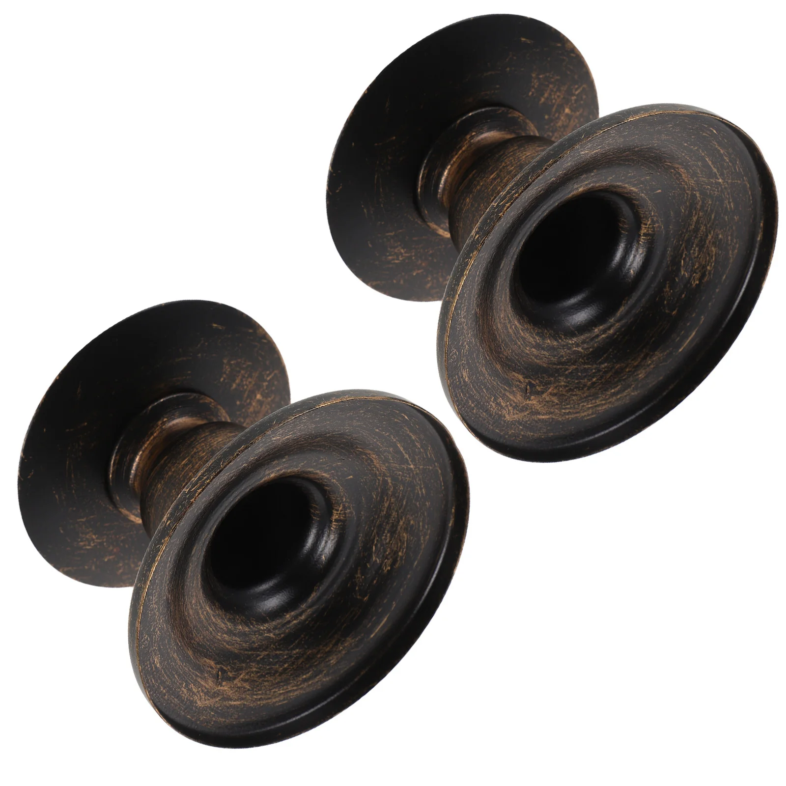 

2Pcs Vintage Holder Rustic Black Iron Pillar Holders Decorative Taper Candlestick Party Table Candlestick