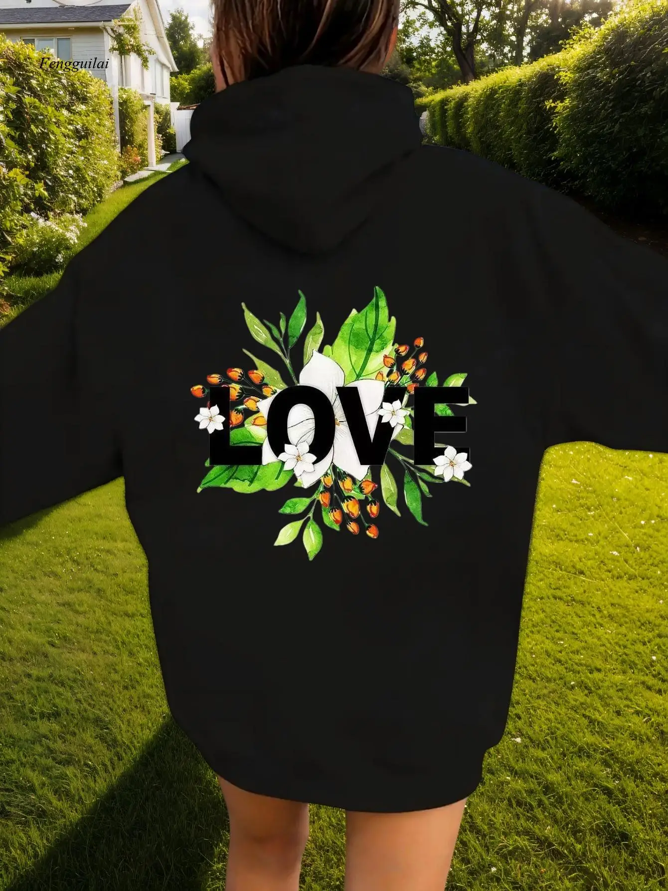 Sweat-shirt à capuche imprimé Dopamine, mode décontractée, automne et hiver |   Confortable à manches longues