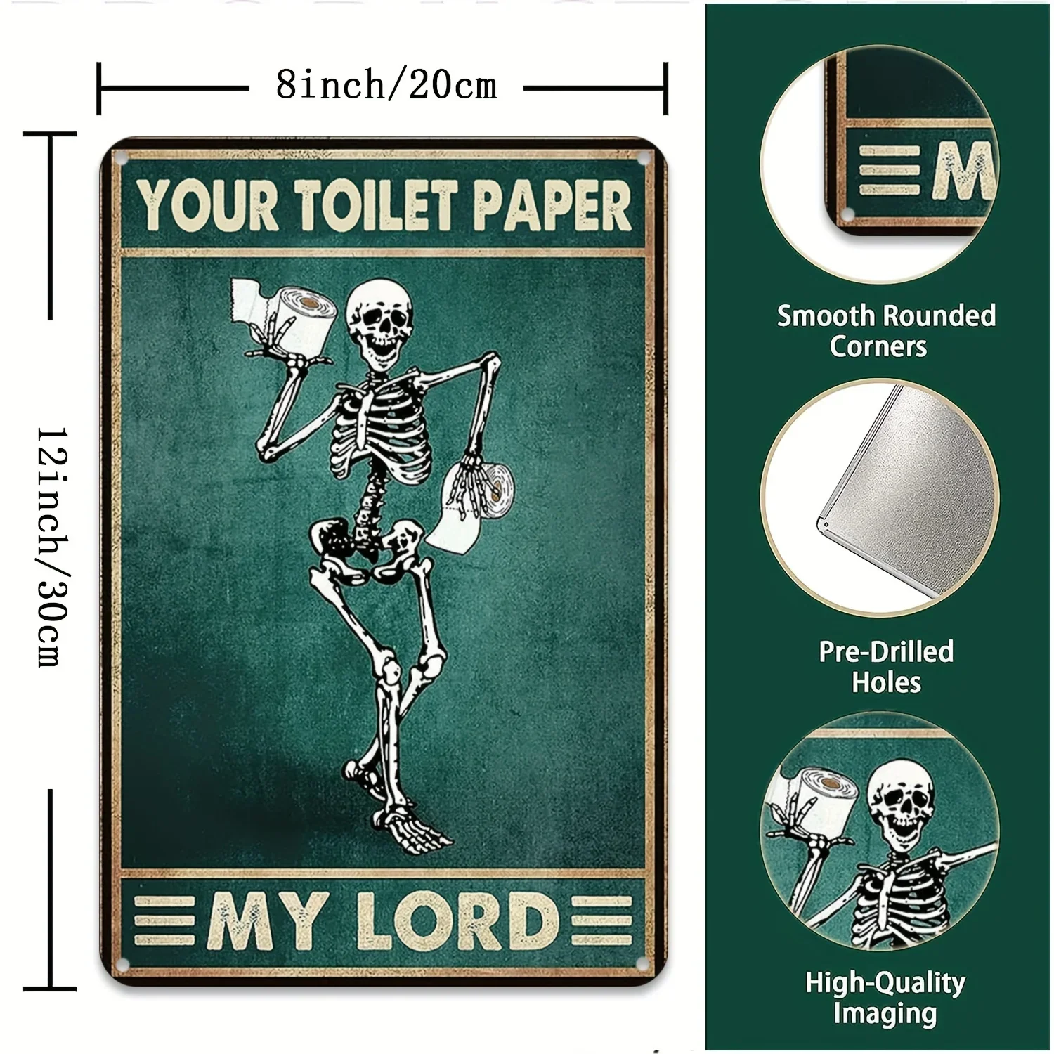 Funny Toilet Bathroom Decor, Skeleton Skull Reading Newspapers Sign, Retro Metal Tin Sign, Vintage Bar Wall Decor Metal Poster