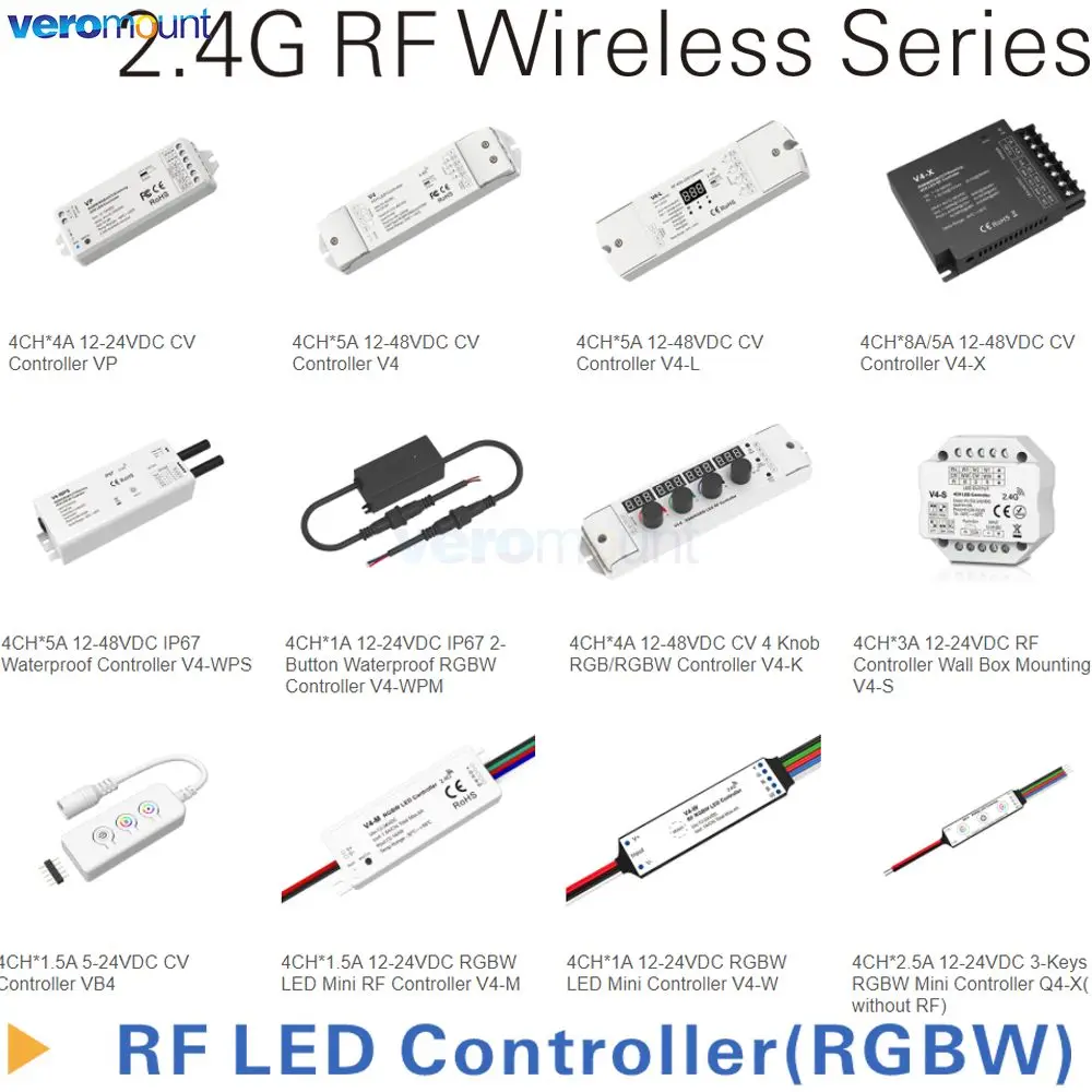 Skydance 4CH DC12-24V CV 2.4G RF Wireless Remote RGBW LED Controller V4 VP V4-L V4-X V4-T V4-W V4-K V4-S V4-D V4-WPS VB4 V4-PD