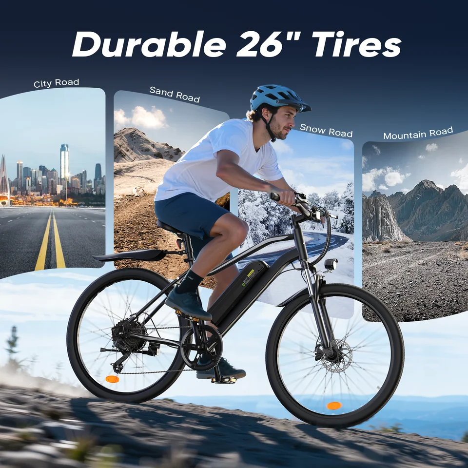 EB3S Electric Bike for Adults, 26" Unisex Commuter E-Bike, 36V15Ah Battery, 20 MPH, 5 Speed Modes Front Suspension Dual Disc Brakes App Control 265 lbs Capacity image 4