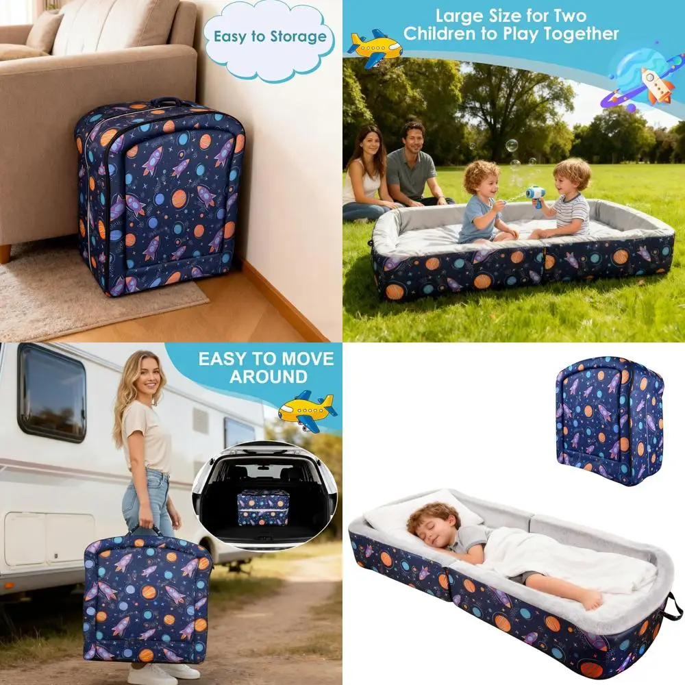 

Портативная моющаяся кровать для малышей для путешествий, дома и кемпинга, подходит для детей от 18 месяцев, синяя, не требует сборки