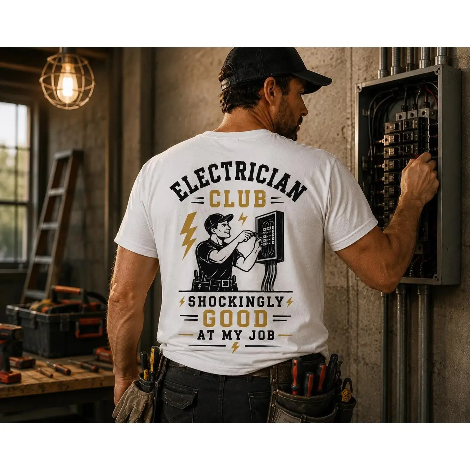 Electrician T Shirt Shockingly Good At My Job Funny GifT vintage Washed Versatile fashion designer clothes graphic Slightly