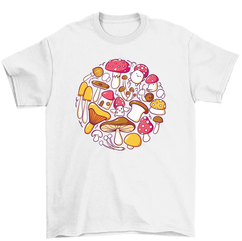 Mushrooms T-Shirt Adorable Fungi Tees Men Women Unisex High Quality 100%Cotton Short Sleeve