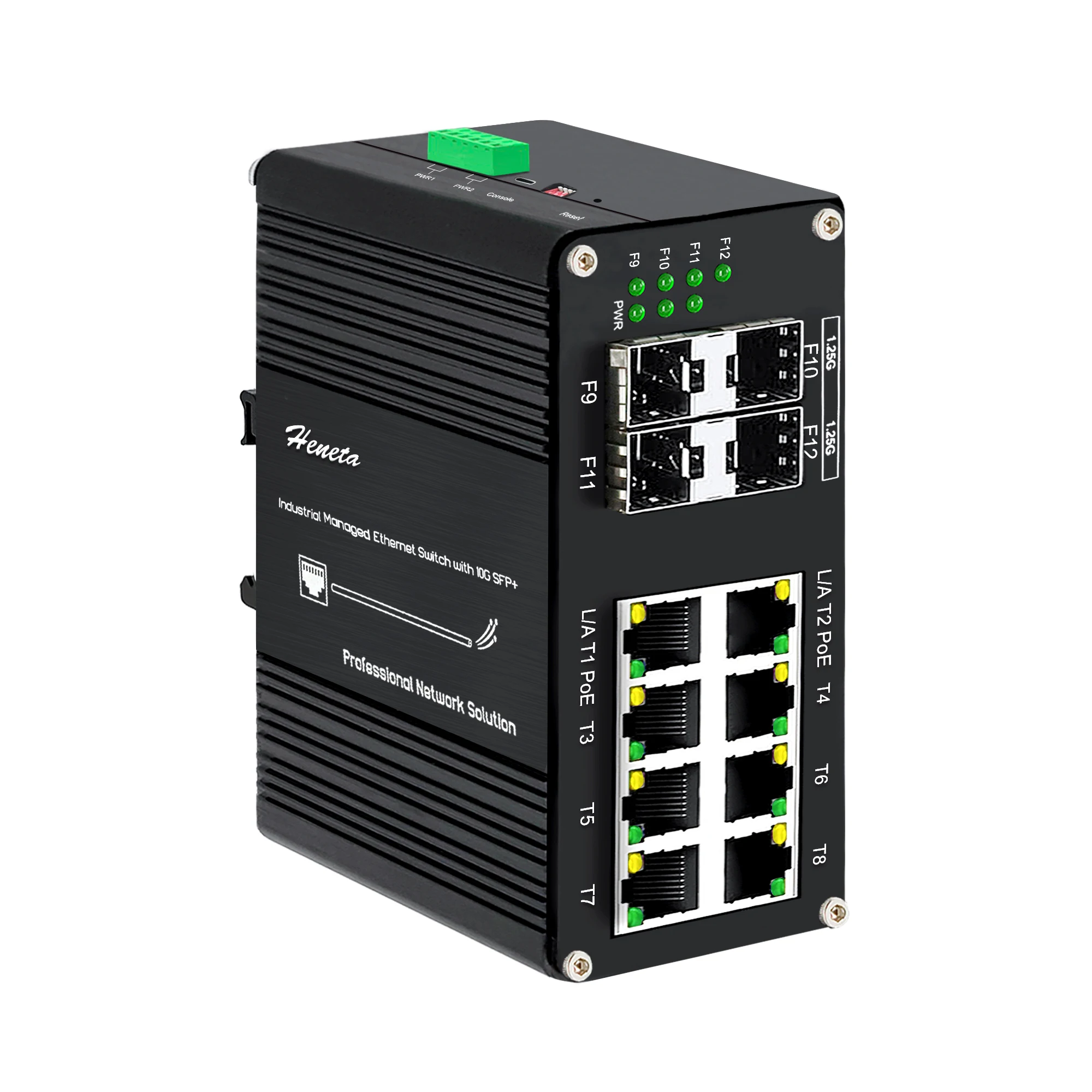 

Industrial Hardened Gigabit L2+ Managed PoE+ Switch Optical Fiber Ethernet Switch,8 x 10/100/1000T RJ45 Port + 4 x 1000 SFP Slot