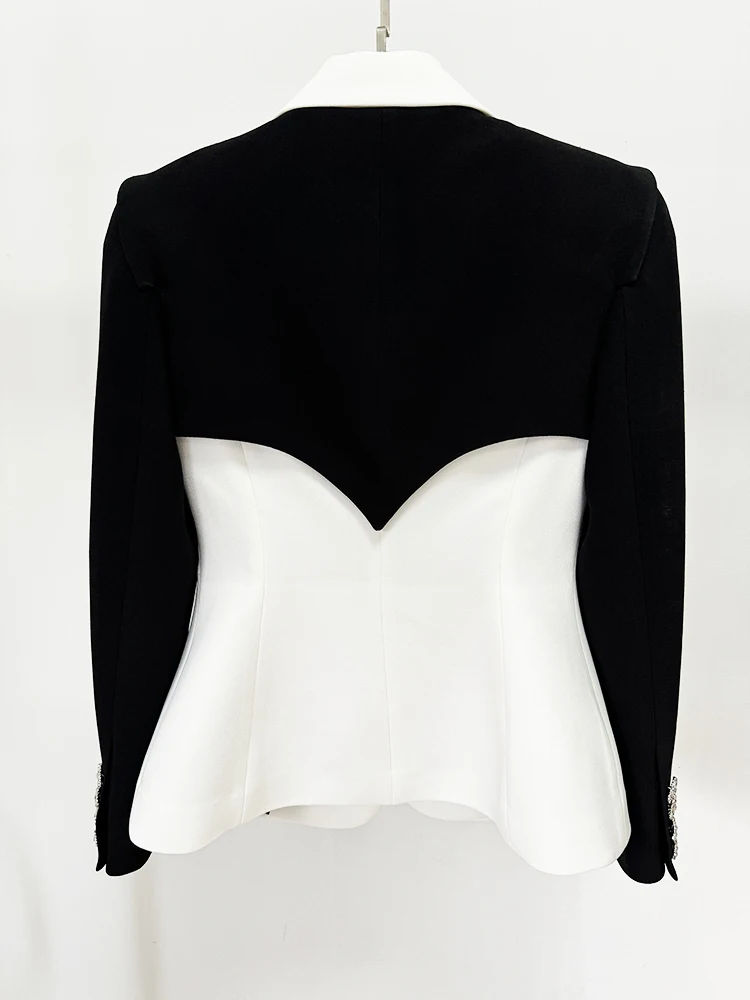 High street mais novo 2024 designer outono inverno jaqueta feminina fino encaixe rhie dias botões bloco de cor blazer feminino