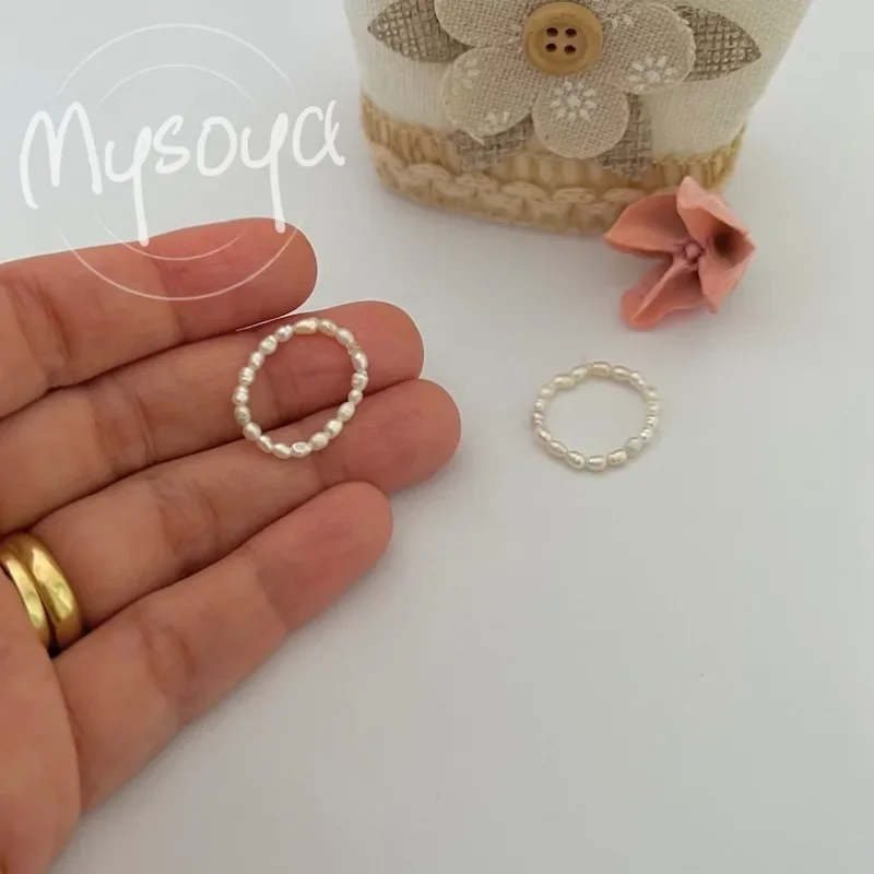 

MYSOYA кольцо с белым рисовым пресноводным жемчугом 2-3 мм с подарочной коробкой подарки на день рождения/свадьбу/Рождество/Новый год подарки для нее/Him