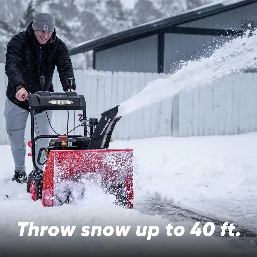 Snow Blower Gas Powered 24 Inch 2-Stage 212cc Engine with Electric Start, LED Headlight, Self Propelled Snowblower (PS24-LED)