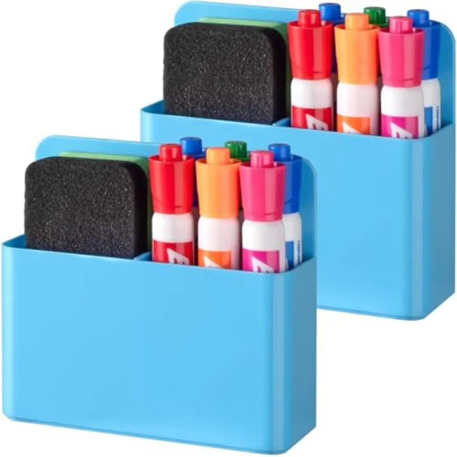 

2 Pack Plastic Magnetic Pen Holder for Refrigerator, Dry Erase Marker Holder for board Magnet School Locker Organizer Accessori